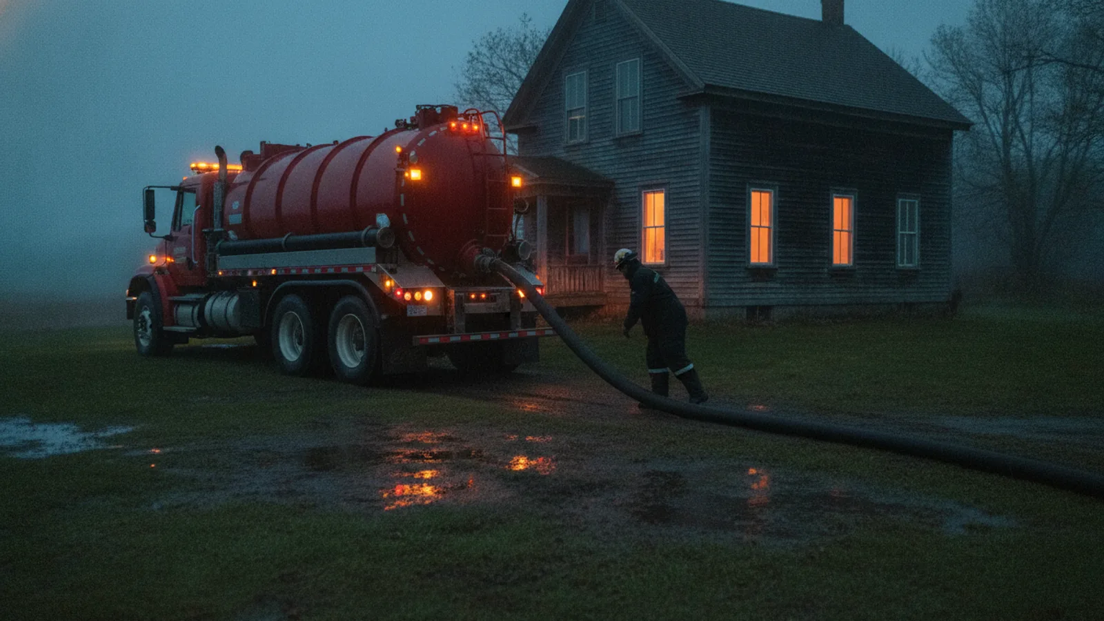 Sewage backing up into a basement floor drain in a Maine home
